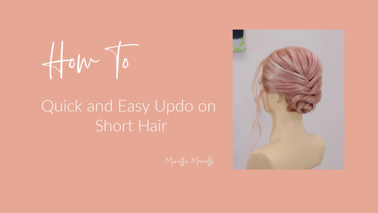 Pink updo on short hair