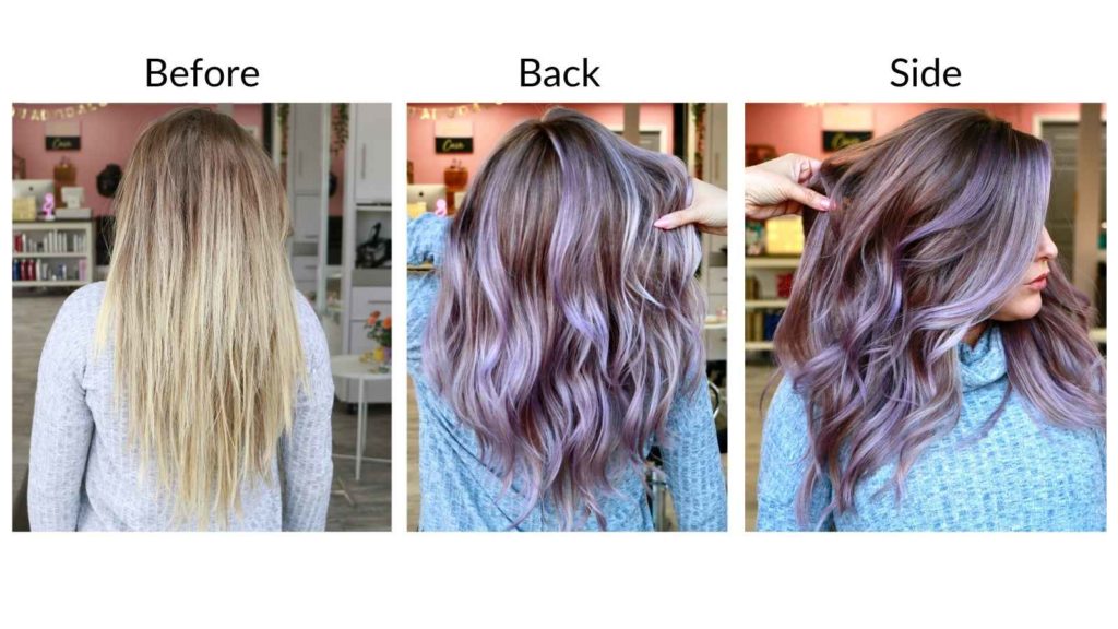 Airtouch highlights with Lavender hair and money piece