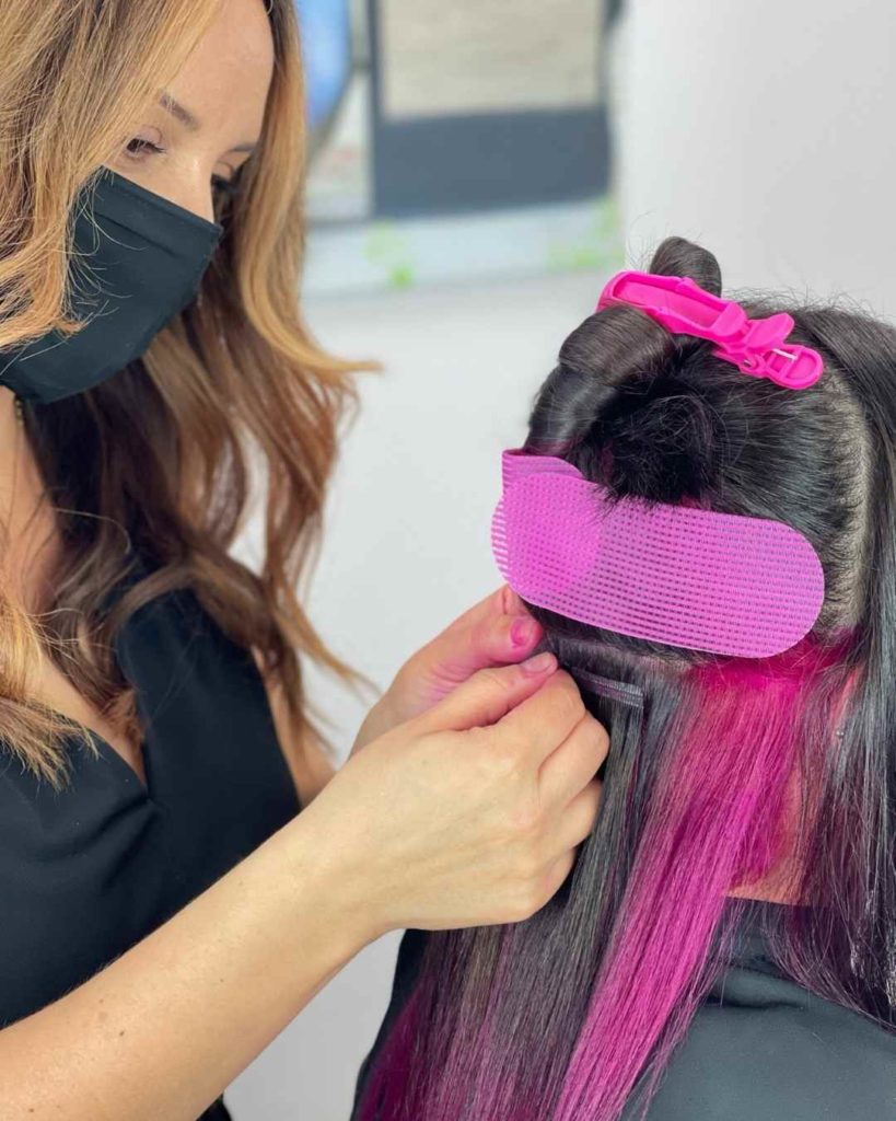 Pink Peekaboo Highlights on Dark Hair! - Mirella Manelli Hair Education