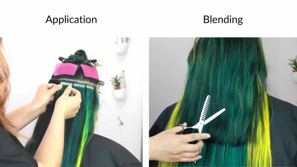 application and blending hair extensions