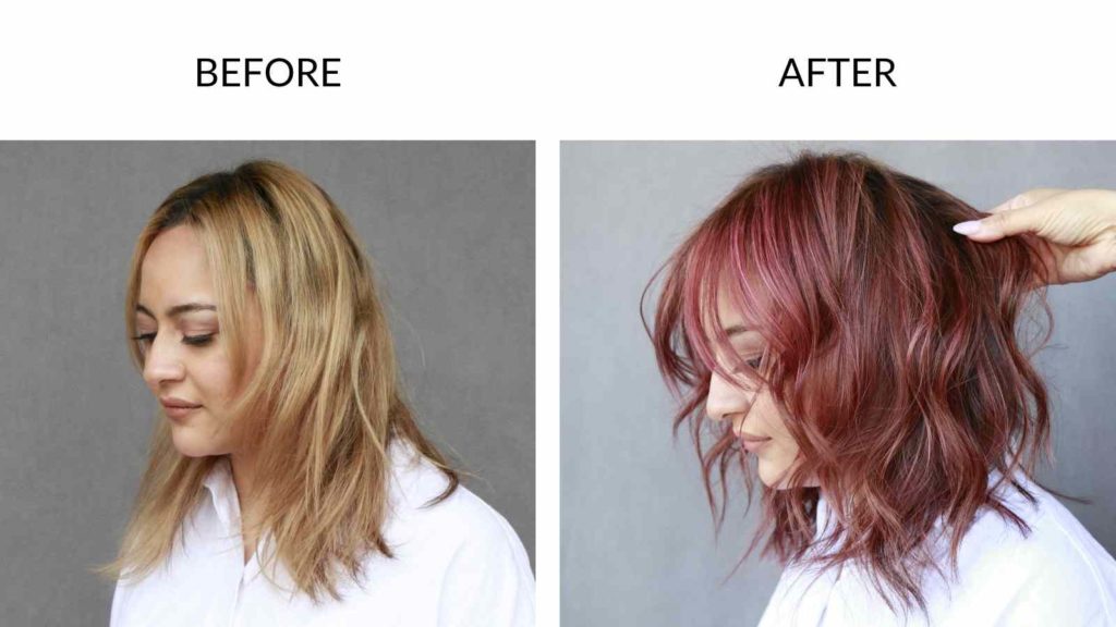 before and after hair color correction