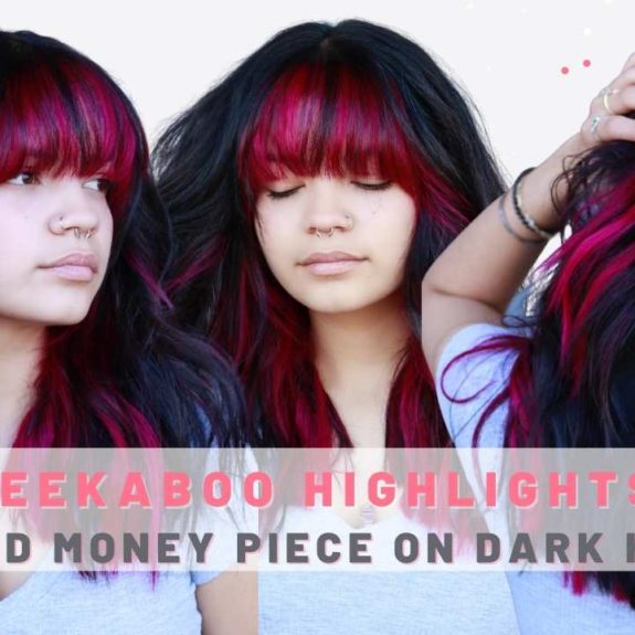 peekaboo highlights on dark hair