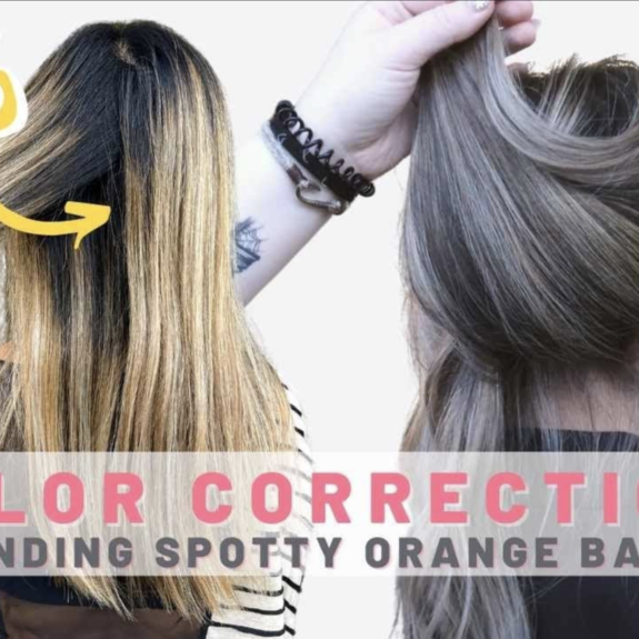 Brown to blonde hair color correction