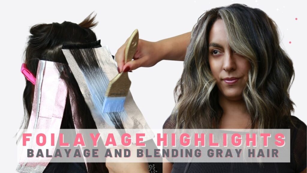 Foilayage highlights on dark hair