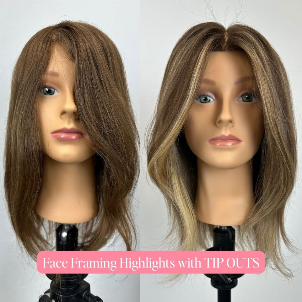 Blonde Tip Out Highlights on a mannequin